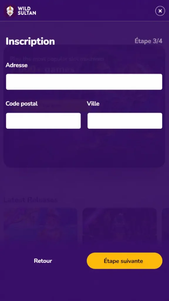 Renseignez votre adresse postale, votre code postal et votre ville.